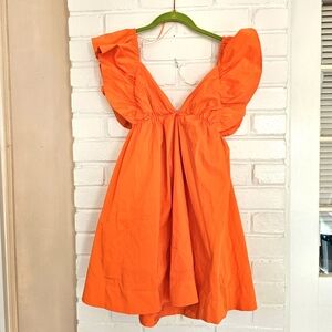 Ruffle sleeve | deep V-neck dress🧡 Cute mini dress| backless 🧡 boutique piece